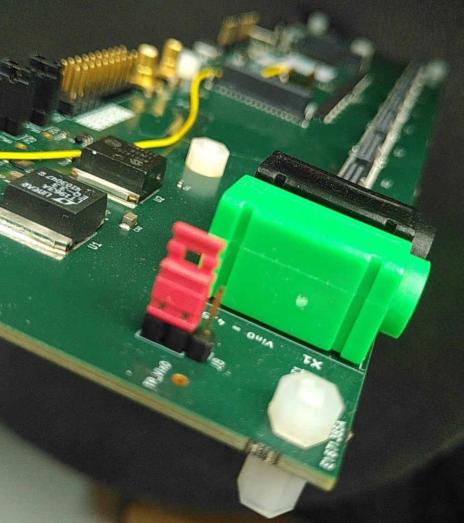 Photo of PCB with connectors and circuit elements