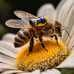 Photo of bee carrying magnetic marker